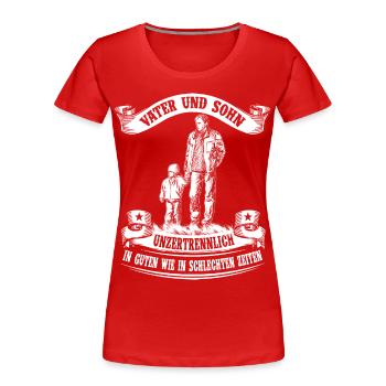 Vater und Sohn - Unzertrennlich - Frauen Premium Bio T-Shirt - Rot - Vorne - Mia (176cm)