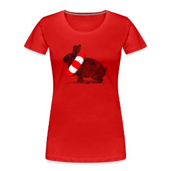 Drôle de lapin nageur cadeau lapin - T-shirt bio Premium Femme - rouge - Devant - Mia (176cm)