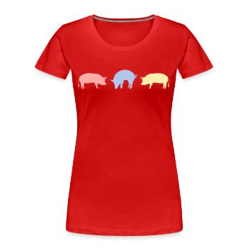 Retro Pig Pig Pig - Women's Premium Organic T-Shirt - red - Front - Mia (176cm)