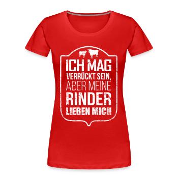 Rind Rinder Rinderhalter Geschenkidee - Frauen Premium Bio T-Shirt - Rot - Vorne - Mia (176cm)