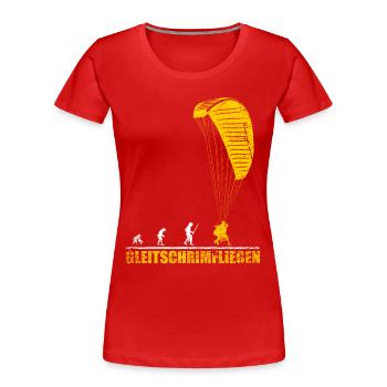 Evolution Gleitschirmfliegen Geschenk - Frauen Premium Bio T-Shirt - Rot - Vorne - Mia (176cm)