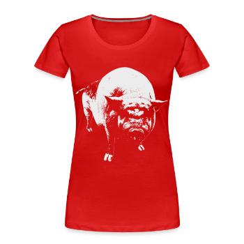 Schwein Hängebauchschwein Keiler - Frauen Premium Bio T-Shirt - Rot - Vorne - Mia (176cm)