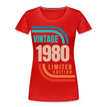 Vintage 1980 limited edition - Women's Premium Organic T-Shirt - red - Front - Mia (176cm)
