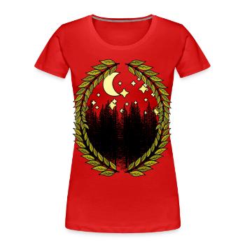 Wilderness Nature Stars Ciel étoilé Forêt Sapins - T-shirt bio Premium Femme - rouge - Devant - Mia (176cm)