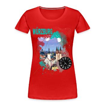 Würzburg Germany City Skyline Vintage Retro - Women's Premium Organic T-Shirt - red - Front - Mia (176cm)