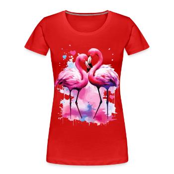 Flamingo Love Couple Couple Romantic Heart I Love - Women's Premium Organic T-Shirt - red - Front - Mia (176cm)