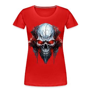 Skull Skull Skeleton Motorcycle Biker Gang - Women's Premium Organic T-Shirt - red - Front - Mia (176cm)