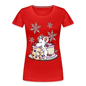 Noël Souris de Noël Snacking Cadeau de Noël - T-shirt bio Premium Femme - rouge - Devant - Mia (176cm)
