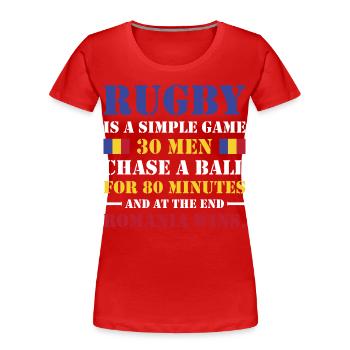 Le rugby est un jeu simple Roumanie Rugby - T-shirt bio Premium Femme - rouge - Devant - Mia (176cm)