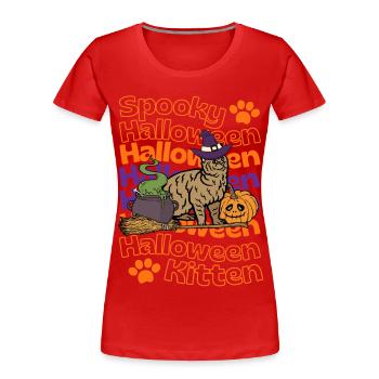 Pixie bob Katze Halloween Spooky Halloween Cat - Frauen Premium Bio T-Shirt - Rot - Vorne - Mia (176cm)
