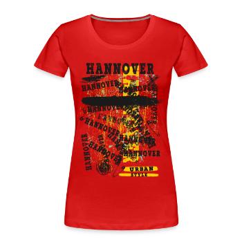 Hanovre Allemagne Ville Skyline Accueil Amour - T-shirt bio Premium Femme - rouge - Devant - Mia (176cm)