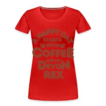 Devon Rex Cat Café Café - T-shirt bio Premium Femme - rouge - Devant - Mia (176cm)