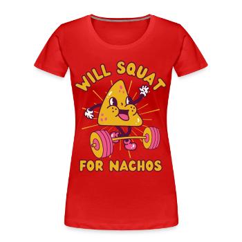 Nachos Musculation Fitness Nachos kawaii - T-shirt bio Premium Femme - rouge - Devant - Mia (176cm)