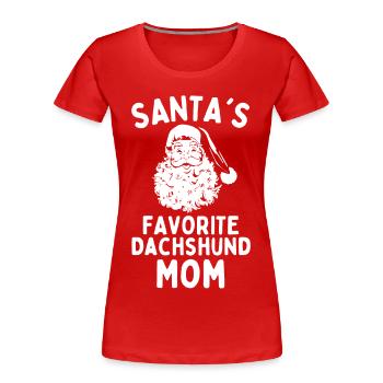 Weihnachten Dachshund Santa's Favorite Dachshund - Frauen Premium Bio T-Shirt - Rot - Vorne - Mia (176cm)