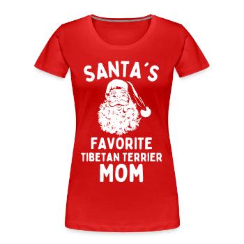 Noël Terrier tibétain maman Père Noël Chien préféré - T-shirt bio Premium Femme - rouge - Devant - Mia (176cm)