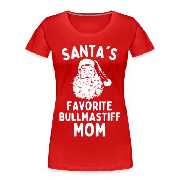 Christmas Bullmastiff mom Santa's Favorite dog - Women's Premium Organic T-Shirt - red - Front - Mia (176cm)