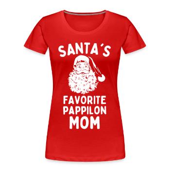 Christmas Papillon mom Santa's Favorite Papillon - Women's Premium Organic T-Shirt - red - Front - Mia (176cm)