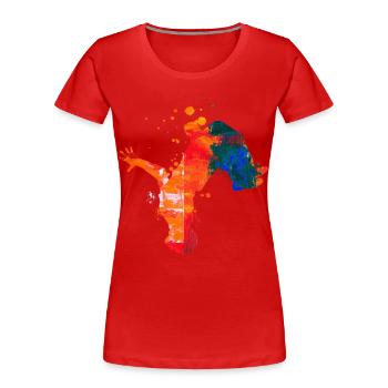 Freies Laufen - Frauen Premium Bio T-Shirt - Rot - Vorne - Mia (176cm)
