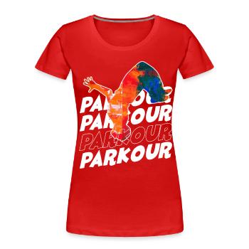 Freies Laufen - Frauen Premium Bio T-Shirt - Rot - Vorne - Mia (176cm)
