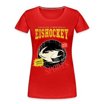 Ice Hockey Puck Ice Hockey Puck Vintage Retro - Women's Premium Organic T-Shirt - red - Front - Mia (176cm)