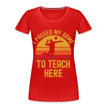 Volleyball und Lehrer retro vintage - Frauen Premium Bio T-Shirt - Rot - Vorne - Mia (176cm)