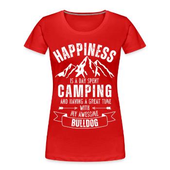 Camping und Bulldogge - Frauen Premium Bio T-Shirt - Rot - Vorne - Mia (176cm)