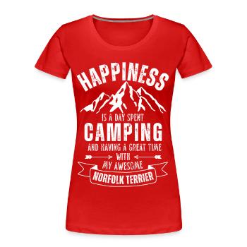 Camping et Norfolk Terriers - T-shirt bio Premium Femme - rouge - Devant - Mia (176cm)