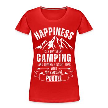 Camping et caniches - T-shirt bio Premium Femme - rouge - Devant - Mia (176cm)