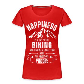 Cyclisme et caniche - T-shirt bio Premium Femme - rouge - Devant - Mia (176cm)