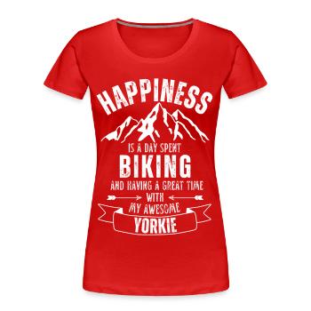 Radfahren und Yorkshire-Terrier - Frauen Premium Bio T-Shirt - Rot - Vorne - Mia (176cm)