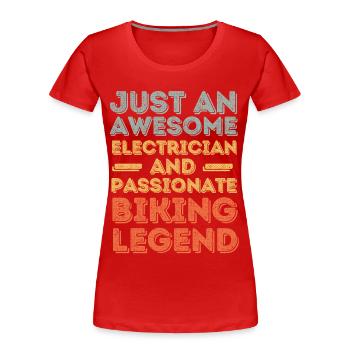 Elektriker Radfahren retro - Frauen Premium Bio T-Shirt - Rot - Vorne - Mia (176cm)