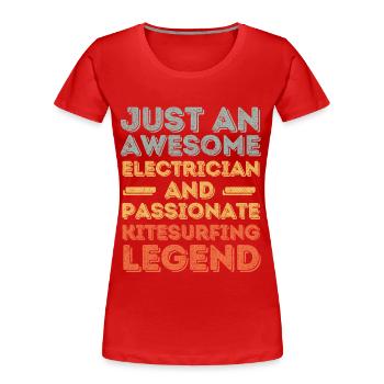 Elektriker Kitesurfen retro - Frauen Premium Bio T-Shirt - Rot - Vorne - Mia (176cm)