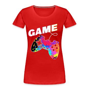 Humor Video Games Player Mode Activated Gamer Gift - Women's Premium Organic T-Shirt - red - Front - Mia (176cm)