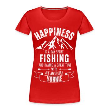 Angeln und Yorkshire-Terrier - Frauen Premium Bio T-Shirt - Rot - Vorne - Mia (176cm)
