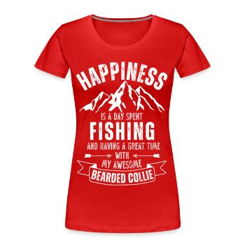 Angeln und Bearded-Collie - Frauen Premium Bio T-Shirt - Rot - Vorne - Mia (176cm)