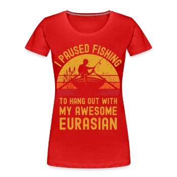 Pêche, pêche et eurasie - T-shirt bio Premium Femme - rouge - Devant - Mia (176cm)