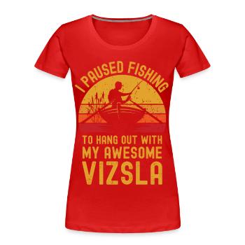 Pêche, pêche et Biscalie - T-shirt bio Premium Femme - rouge - Devant - Mia (176cm)