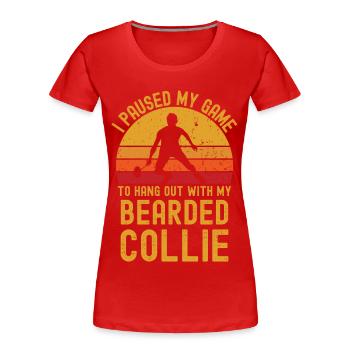 Badminton und Bearded Collie - Frauen Premium Bio T-Shirt - Rot - Vorne - Mia (176cm)