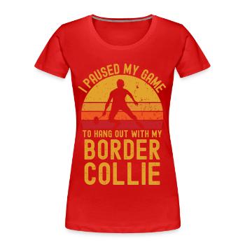 Badminton et Border Collie - T-shirt bio Premium Femme - rouge - Devant - Mia (176cm)