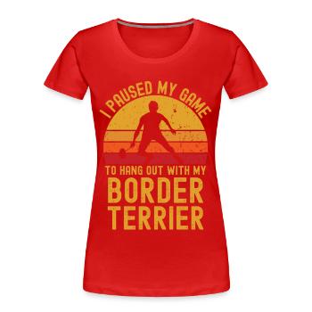 Badminton et Border Terrier - T-shirt bio Premium Femme - rouge - Devant - Mia (176cm)
