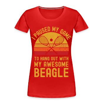 Courge et Beagle - T-shirt bio Premium Femme - rouge - Devant - Mia (176cm)