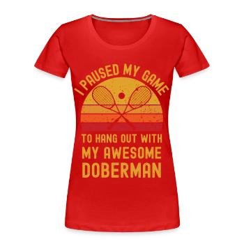 Courge et Doberman - T-shirt bio Premium Femme - rouge - Devant - Mia (176cm)
