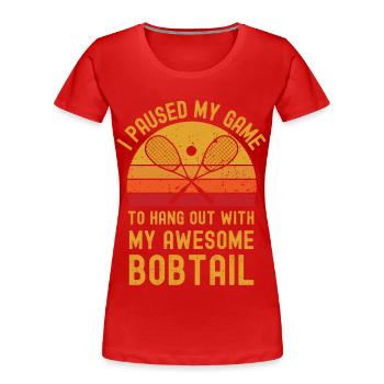 Courge et bobtail - T-shirt bio Premium Femme - rouge - Devant - Mia (176cm)