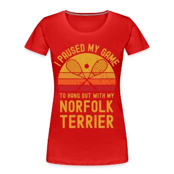 Courge et Norfolk Terrier - T-shirt bio Premium Femme - rouge - Devant - Mia (176cm)