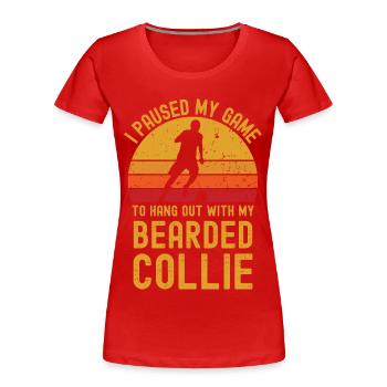 Fußball und Bearded-Collie - Frauen Premium Bio T-Shirt - Rot - Vorne - Mia (176cm)
