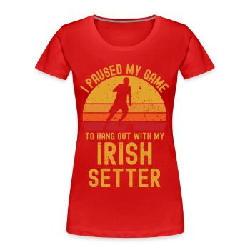 Fußball und Irish-Setter - Frauen Premium Bio T-Shirt - Rot - Vorne - Mia (176cm)