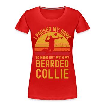 Volleyball und Bearded-Collie - Frauen Premium Bio T-Shirt - Rot - Vorne - Mia (176cm)