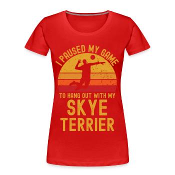 Volleyball und Skye-Terrier - Frauen Premium Bio T-Shirt - Rot - Vorne - Mia (176cm)