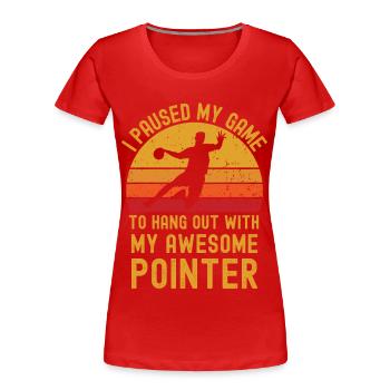 Handball und Pointer - Frauen Premium Bio T-Shirt - Rot - Vorne - Mia (176cm)