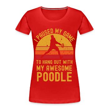 Tennis et caniches - T-shirt bio Premium Femme - rouge - Devant - Mia (176cm)